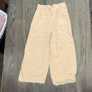 Assembly Womens Wide Leg Corduroy Pants High Rise Raw Hem Rayon Cream Size XS